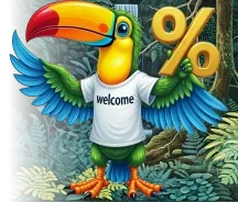Tucán de Flappy con el signo de porcentaje del cashback